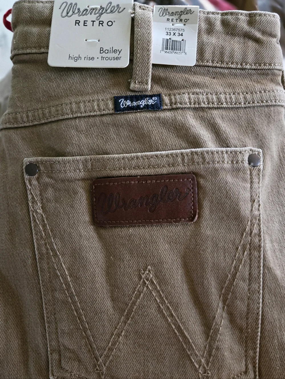 New Wrangler Retro Bailey High Rise Trouser 33 x 34 Emersyn Jeans Denim Tan - Picture 8 of 9